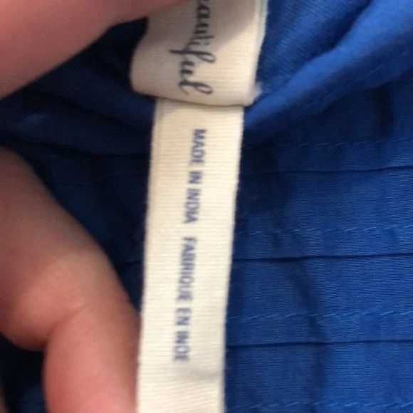 Maeve dress Women's size Small S blue sundress Made in India EUC lace pleat EUC - Picture 8 of 12